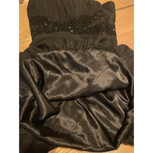 Vintage Versace Black Mini Dress M 8 Strapless Beaded Designer Cocktail Party - Picture 12 of 16